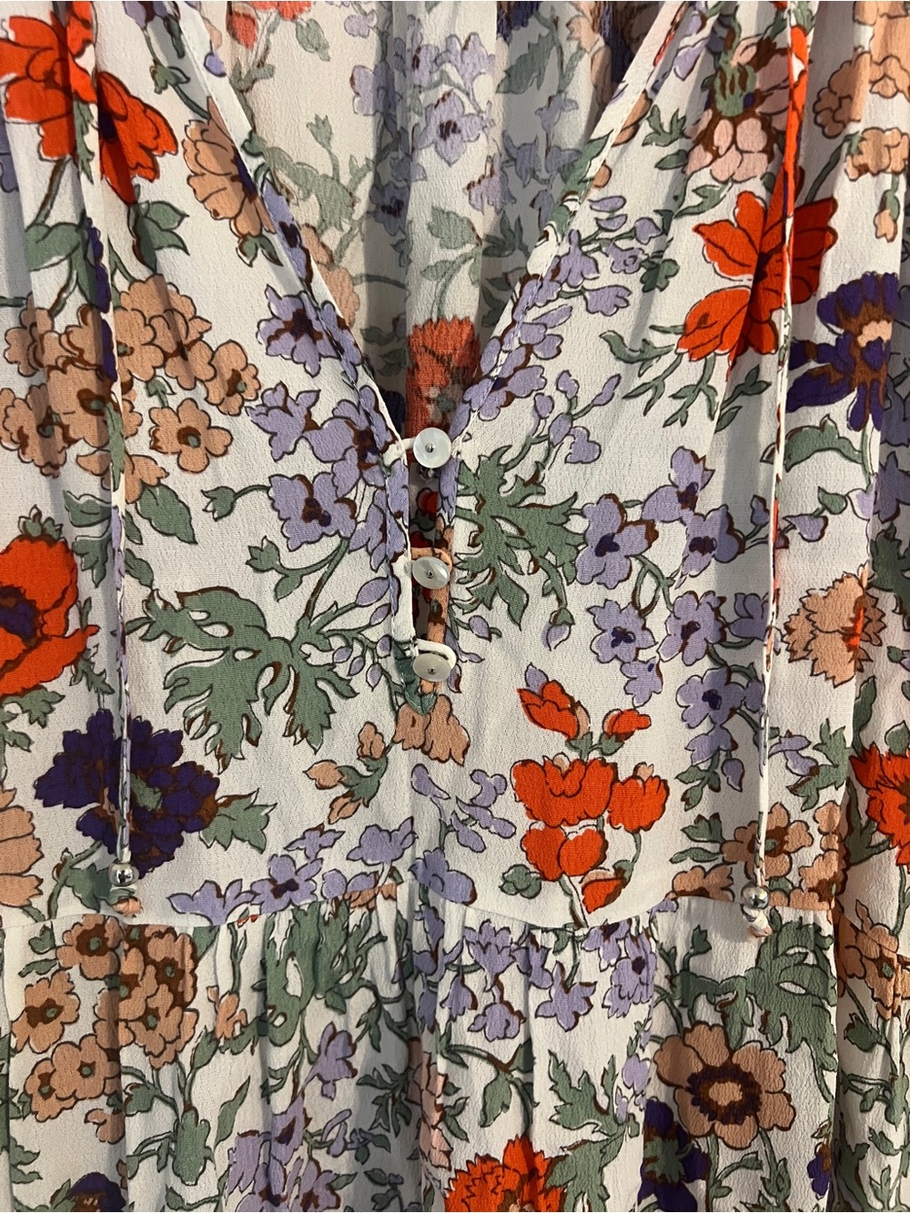 Veronica Beard Floral Boho Tiered Mini Dress Cottagecore Prairie Women’s 6 - Picture 7 of 10